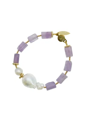 Amethyst With Baroque Pearls Bracelet CB005