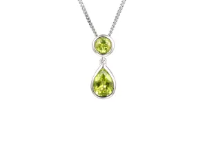 Amore Argento Sterling Silver Double Peridot Drop Pendant