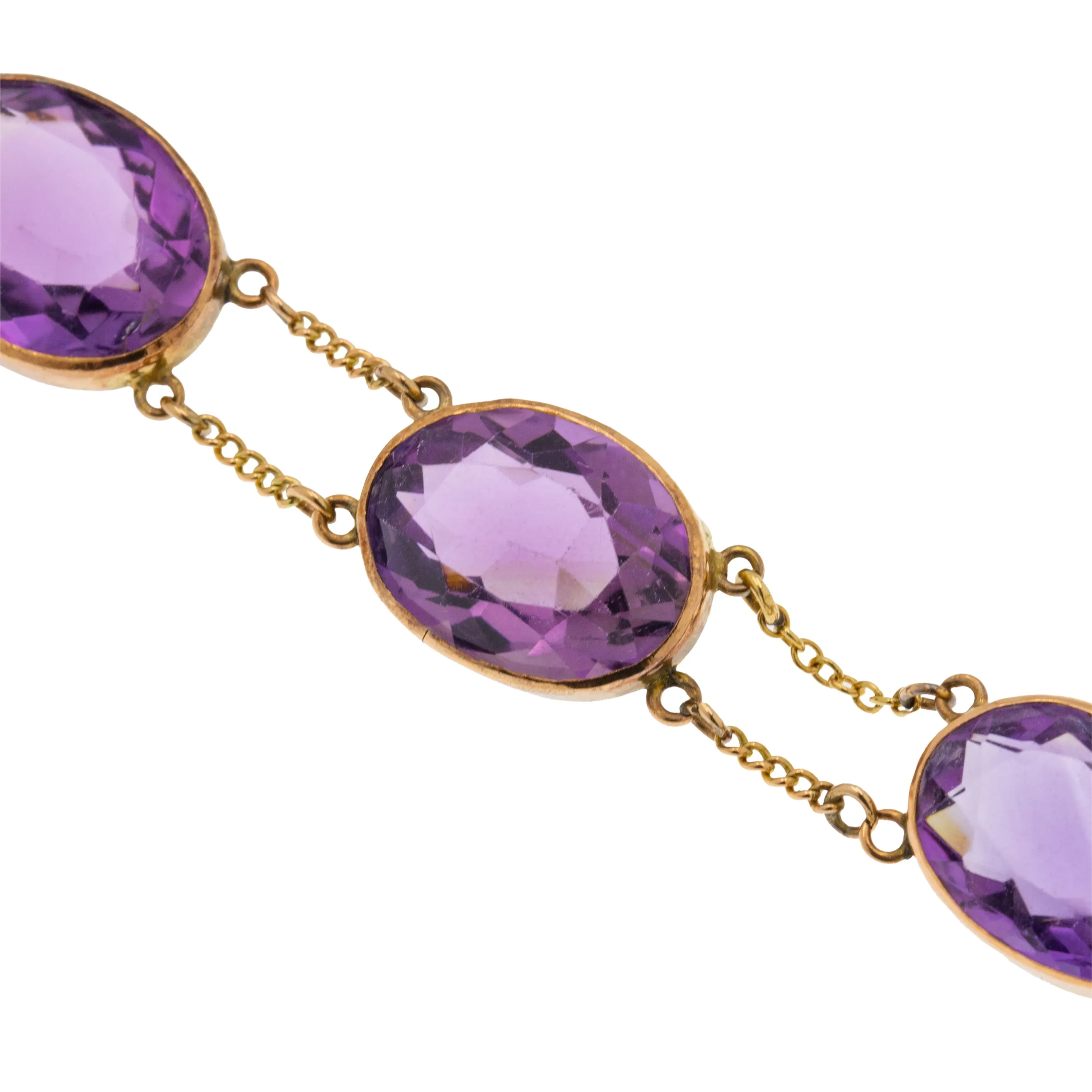 Antique 9ct Gold Amethyst Bracelet, 28.00ct