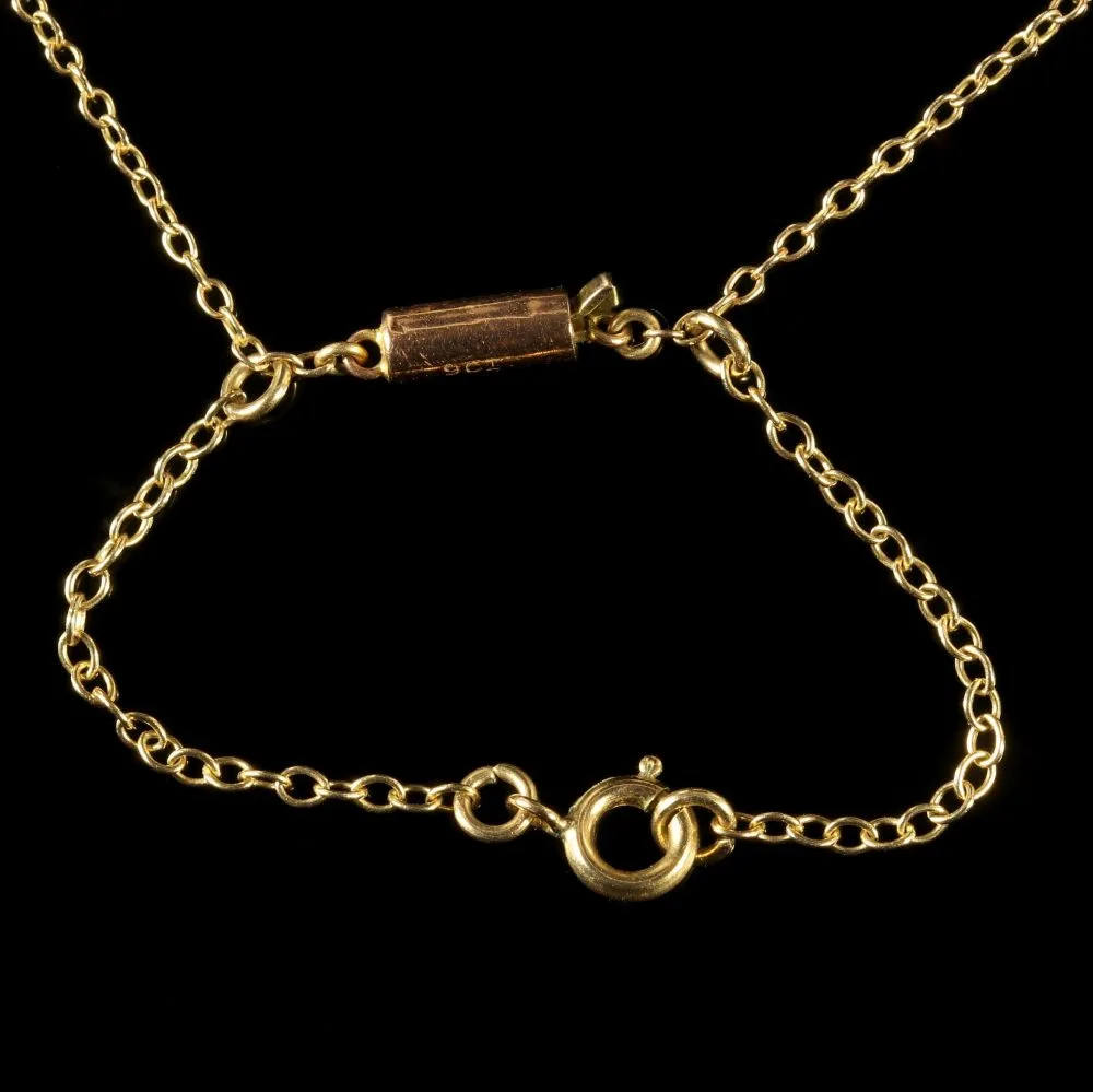 Antique Victorian Peridot Pearl Pendant Necklace Circa 1900