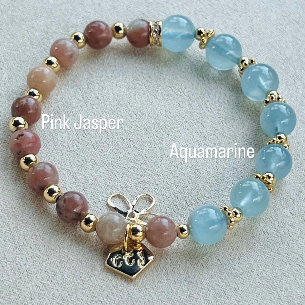 Aquamarine & Pink Jasper Baby Bracelet