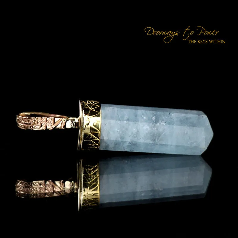 Aquamarine Light Language Crystal Pendant 22k
