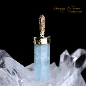 Aquamarine Light Language Crystal Pendant 22k