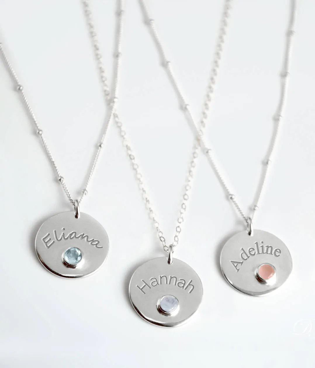 August Engraved Disk Pendant Necklace