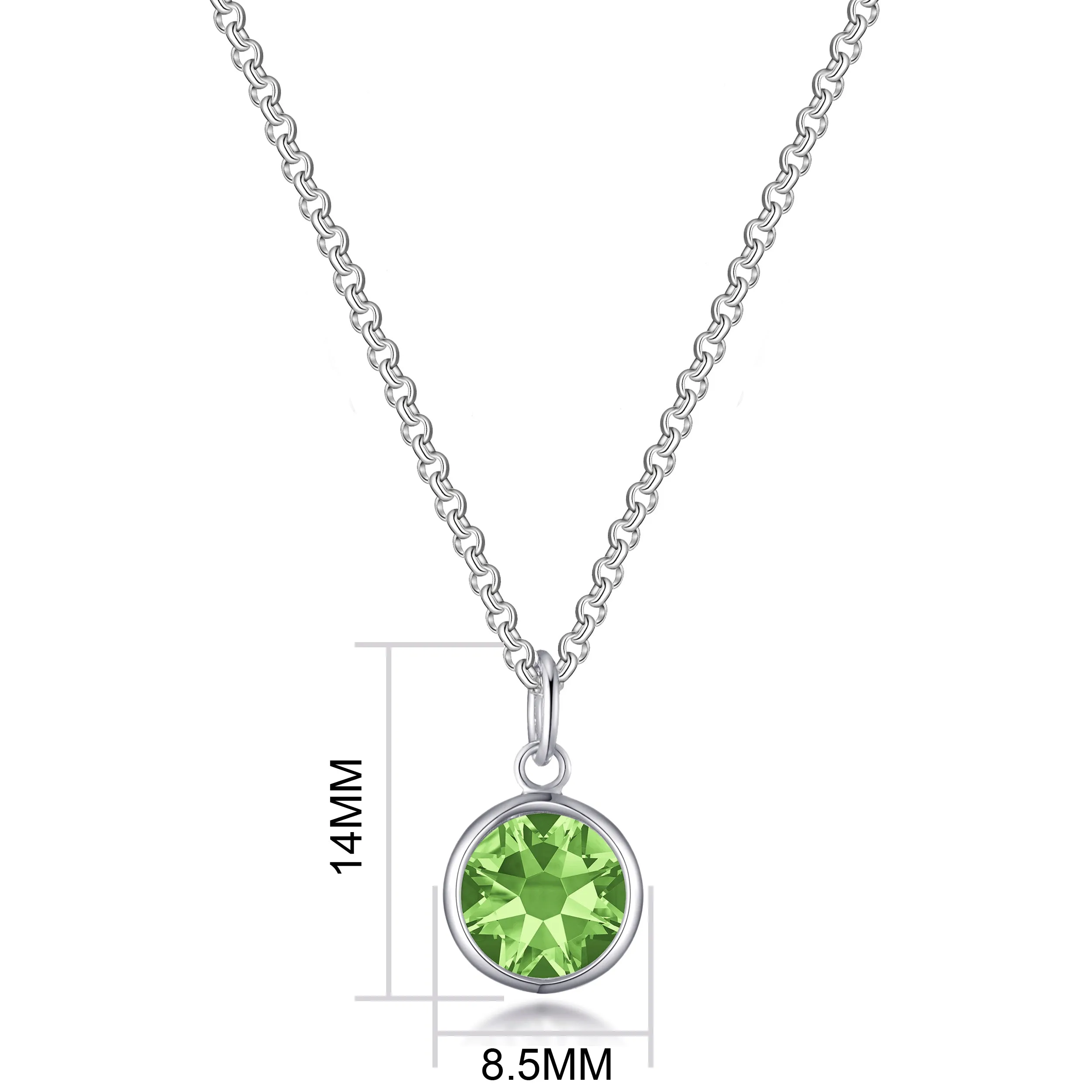 August (Peridot) Birthstone Necklace with Initial Charm (A to Z) Created with Zircondia® Crystals