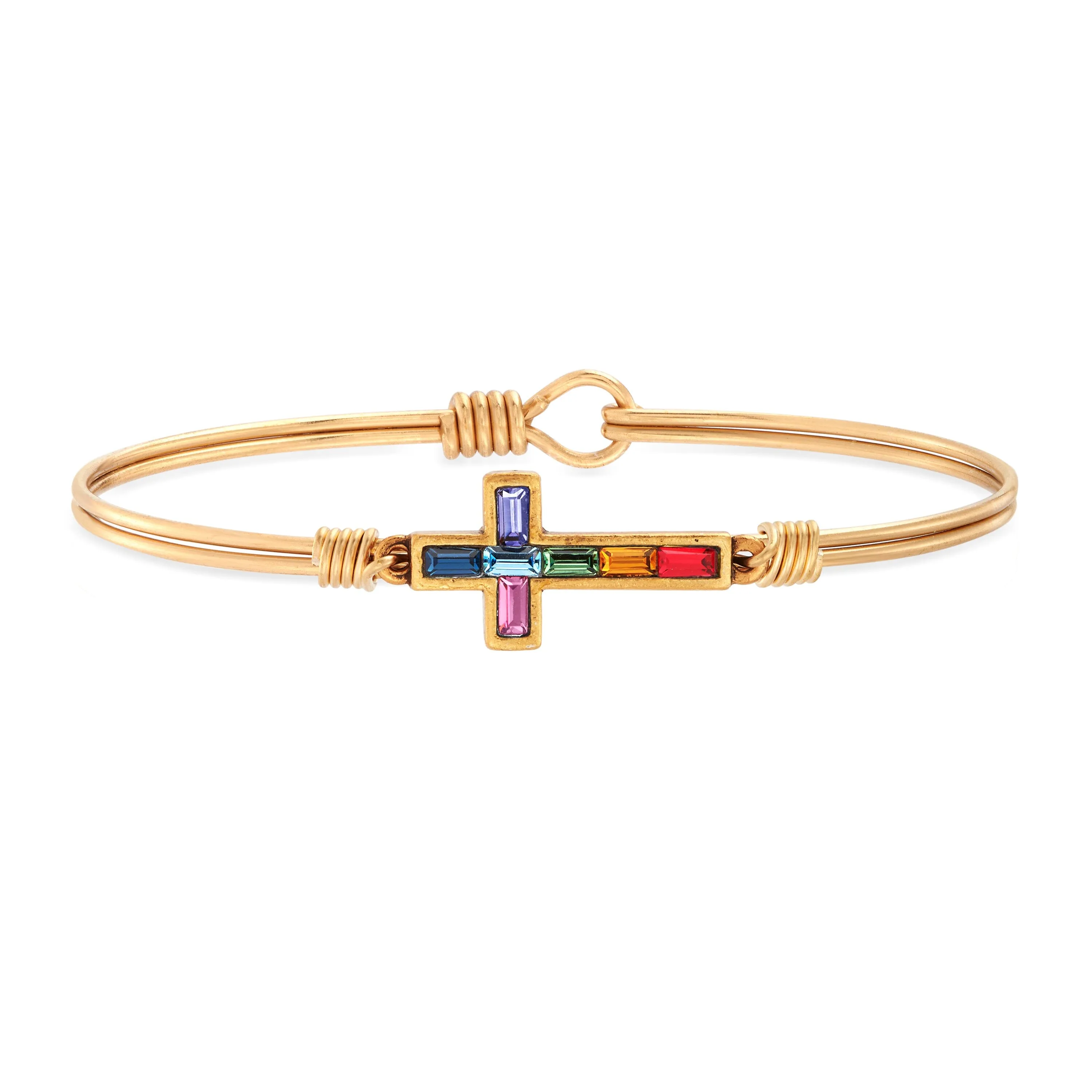 Baguette Cross Bangle Bracelet in Ombre