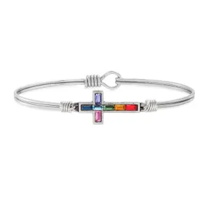 Baguette Cross Bangle Bracelet in Ombre