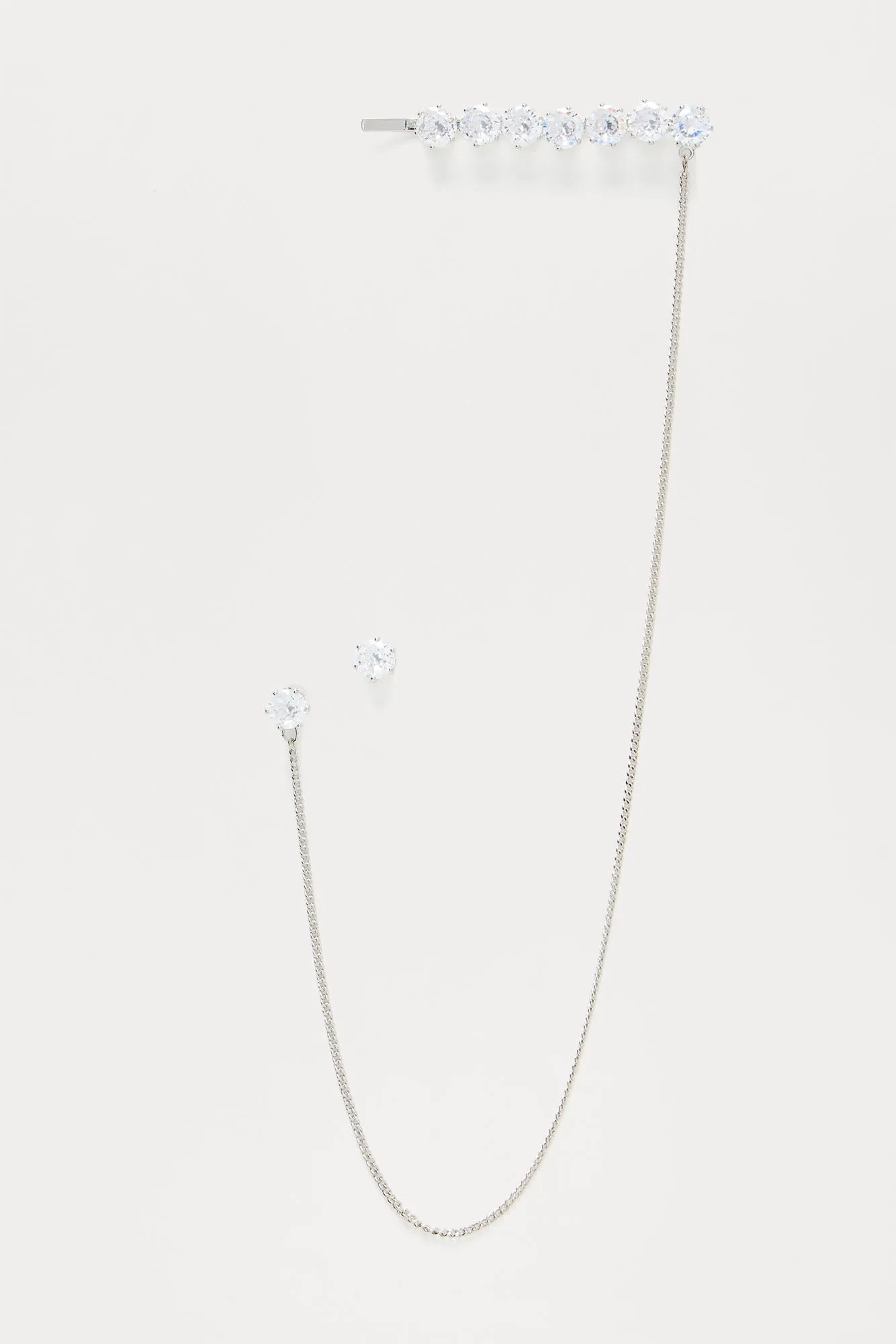 Barrette Earring Set - Silver