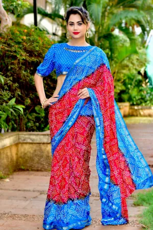 Beautiful Block Print Bandhani Saree