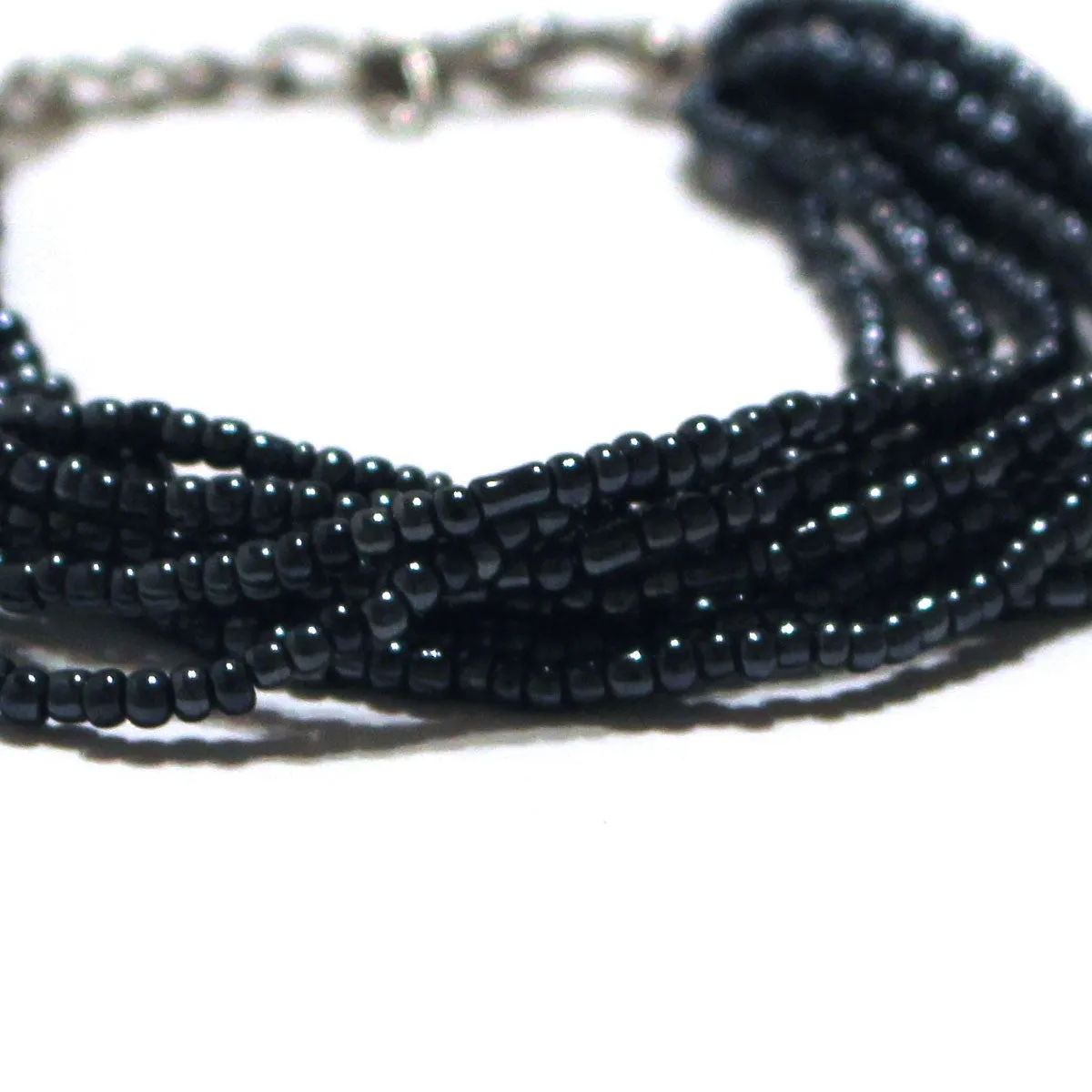 Black Beaded Multi Strand Mayan Bracelet - Natural Artist