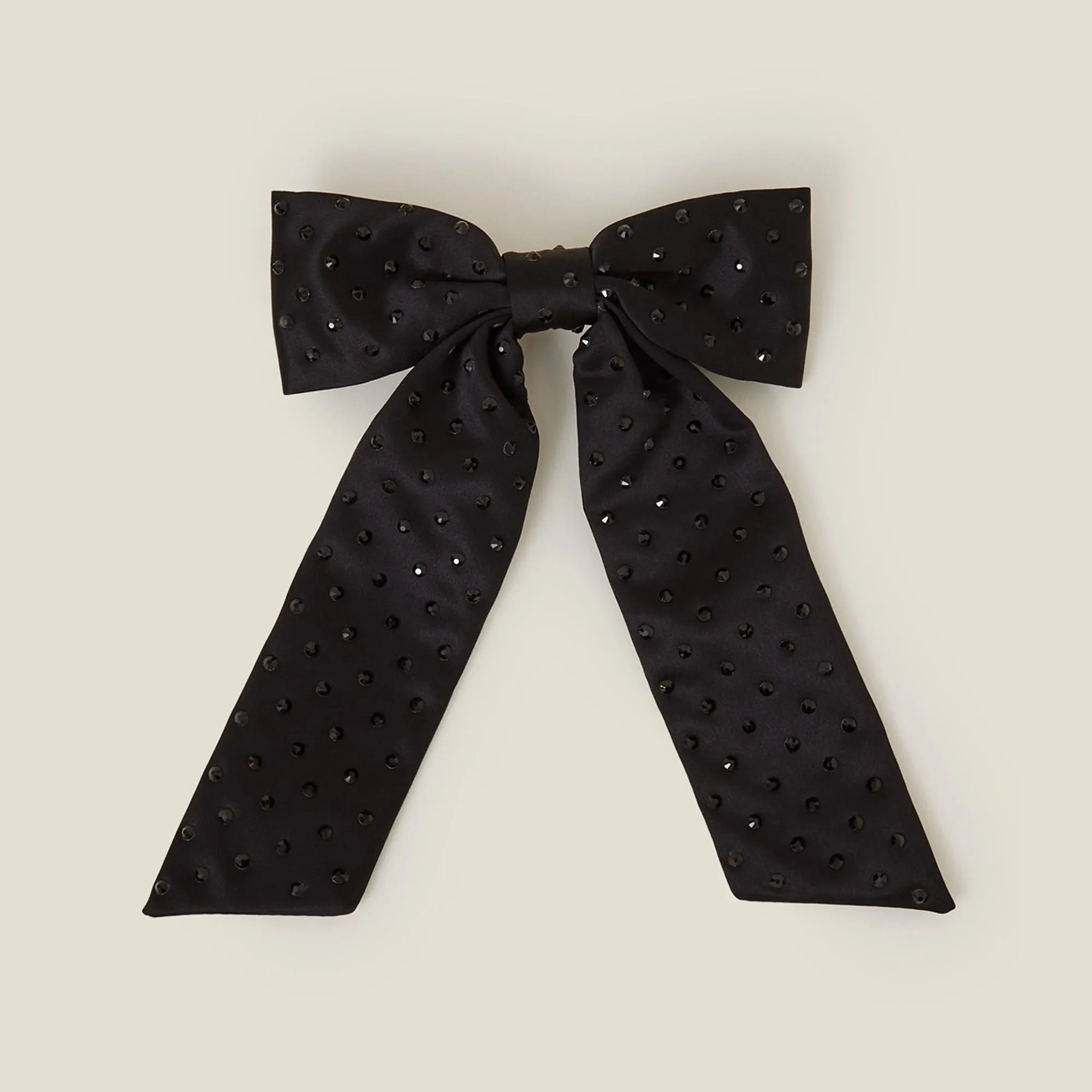 Black Crystal Bow Hair Clip
