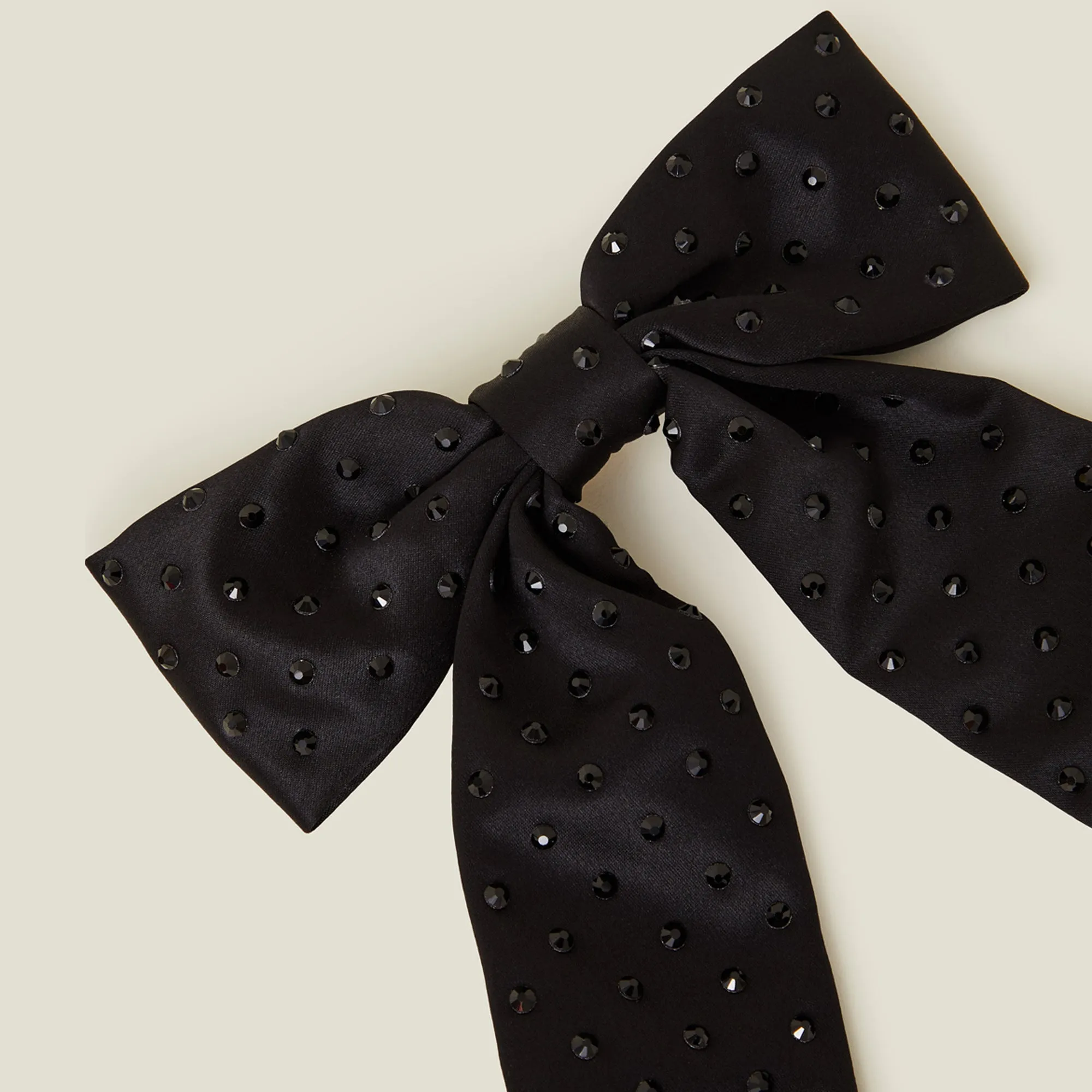 Black Crystal Bow Hair Clip