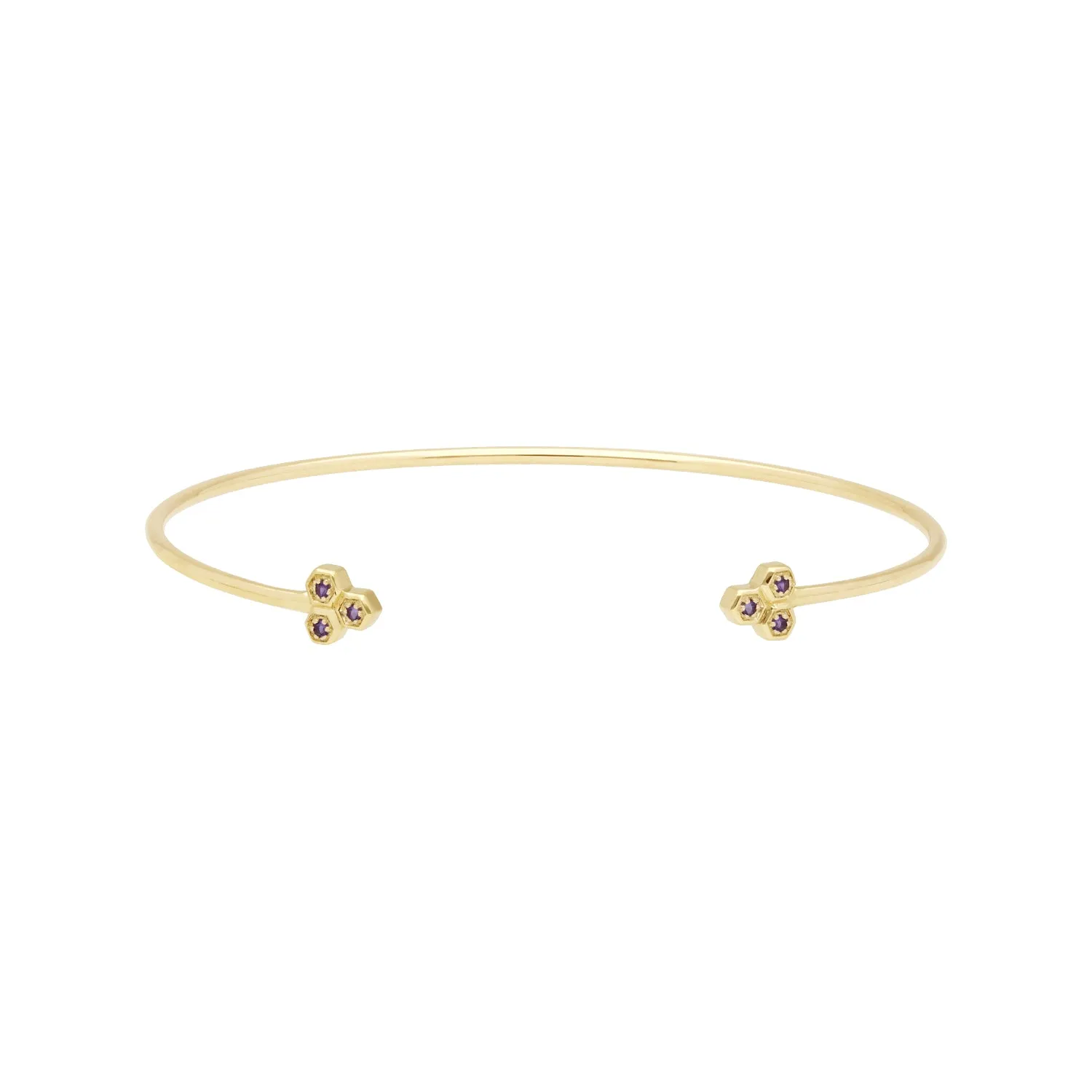 Bracelet Jonc Trilogie Géométrique Or Jaune 375 Améthyste