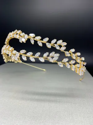 Bridal Headband, Quinceanera Headband, Boho Roman Vine Zirconia Jewel