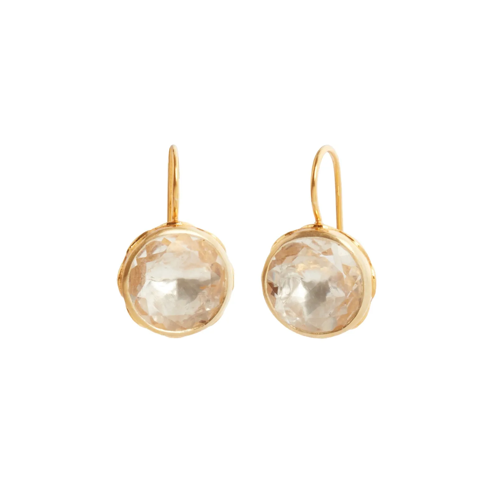 Catherine Button Earrings - White Quartz