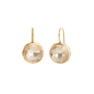 Catherine Button Earrings - White Quartz
