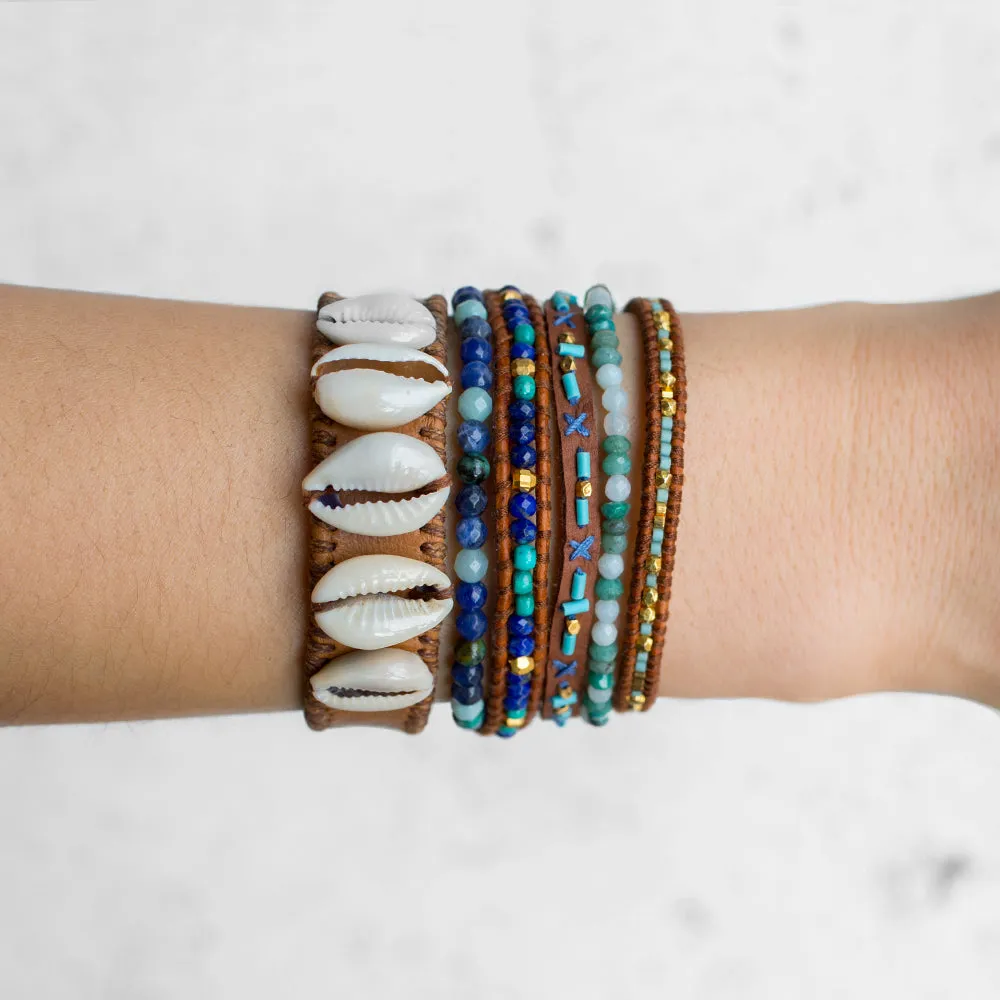 Chan Luu Turquoise Mix Multi Strand Leather Bracelet