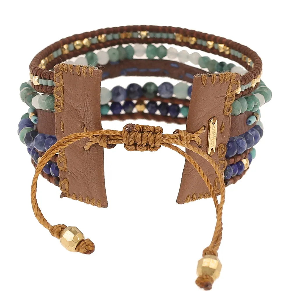 Chan Luu Turquoise Mix Multi Strand Leather Bracelet