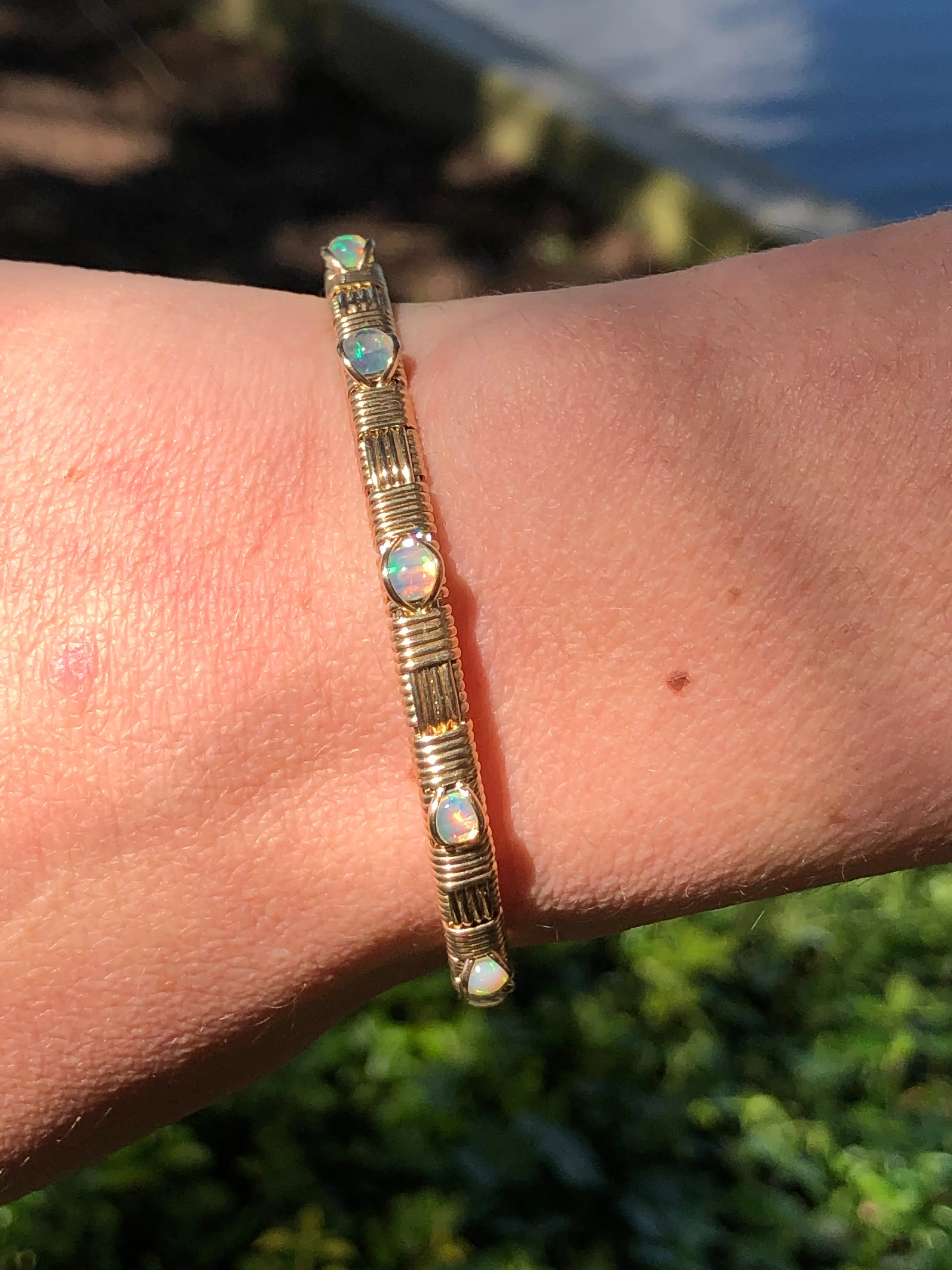 Classic Gemstone Bangle Ethiopian Opal Bangle Bracelet