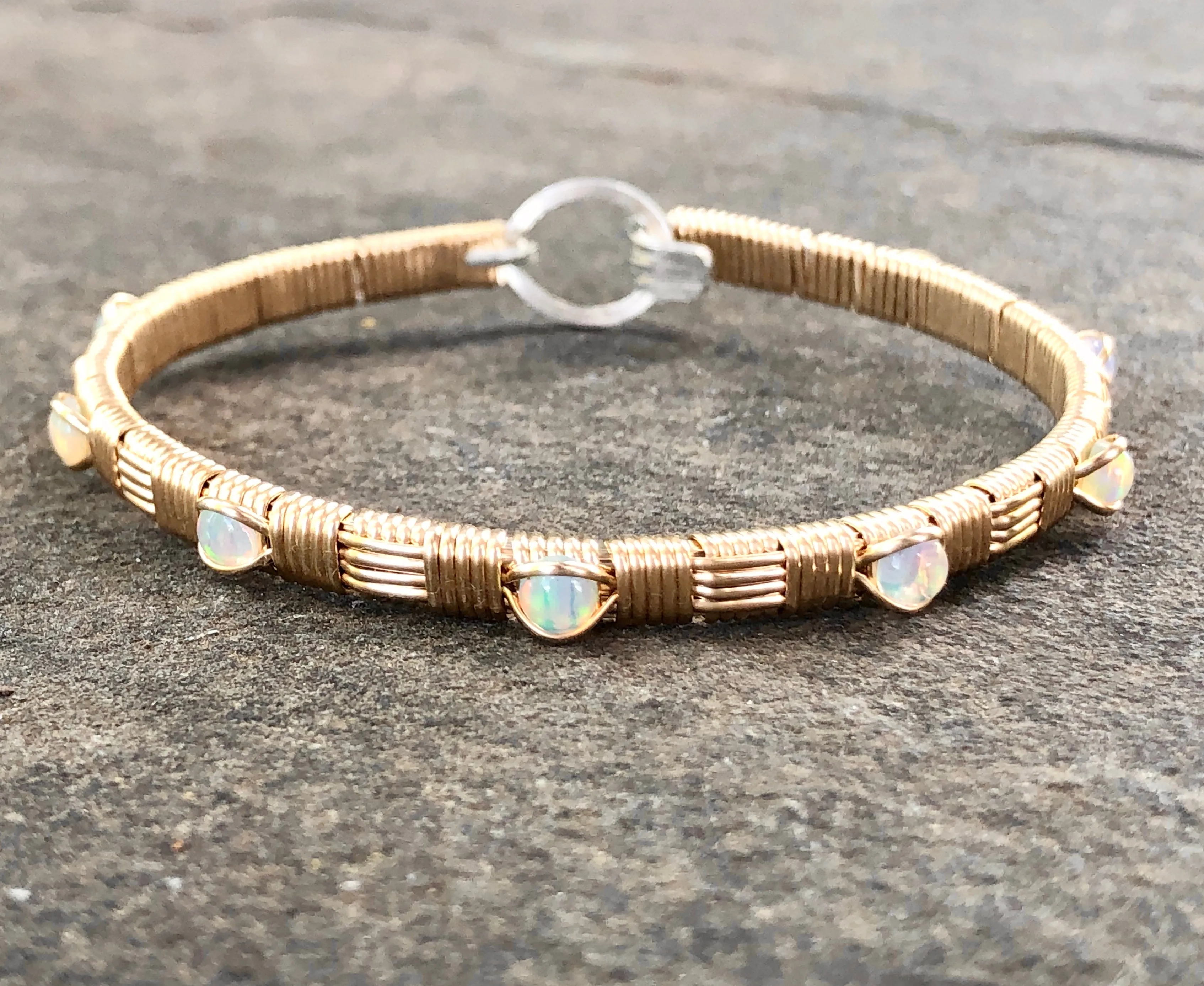 Classic Gemstone Bangle Ethiopian Opal Bangle Bracelet