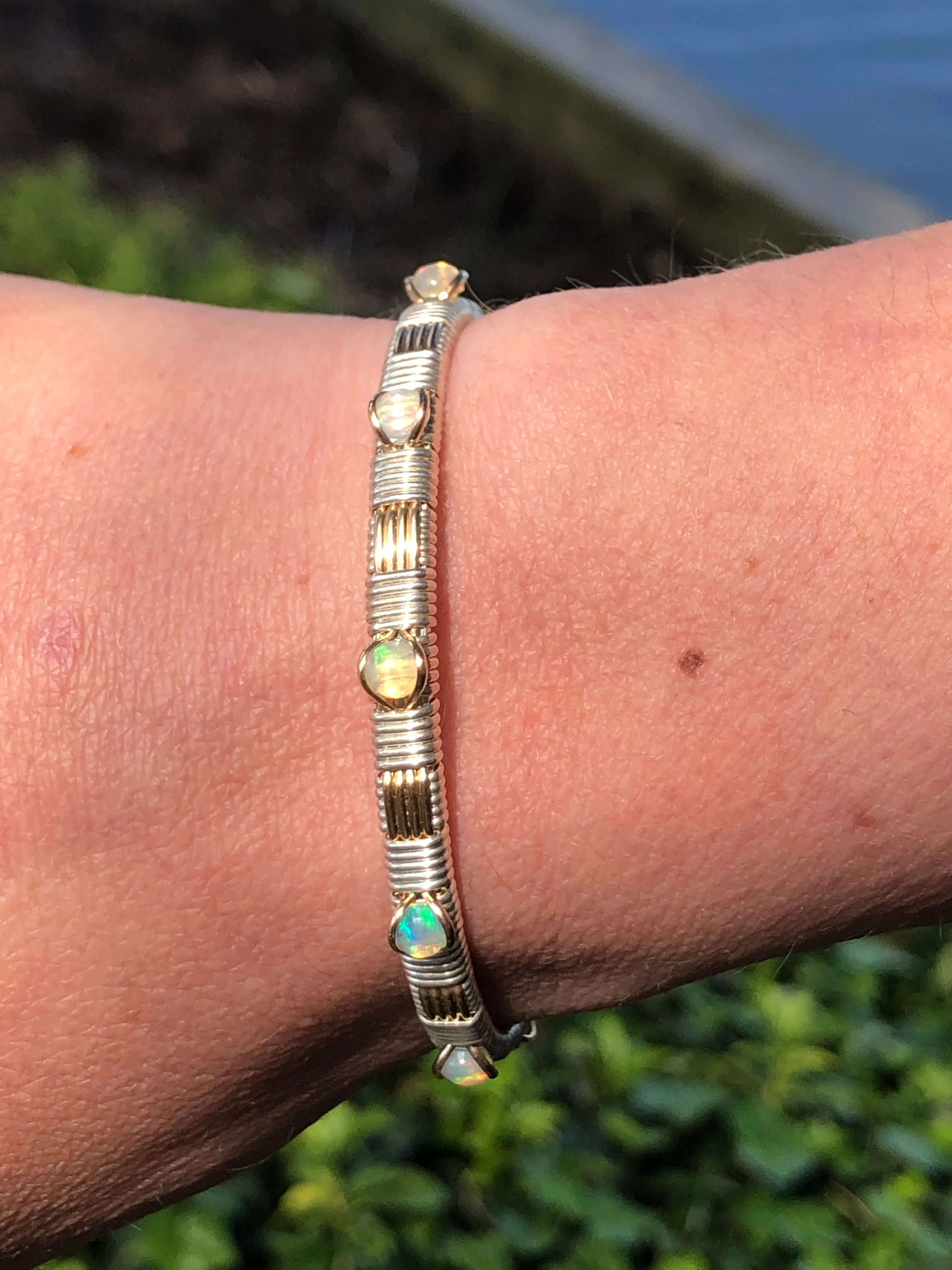 Classic Gemstone Bangle Ethiopian Opal Bangle Bracelet