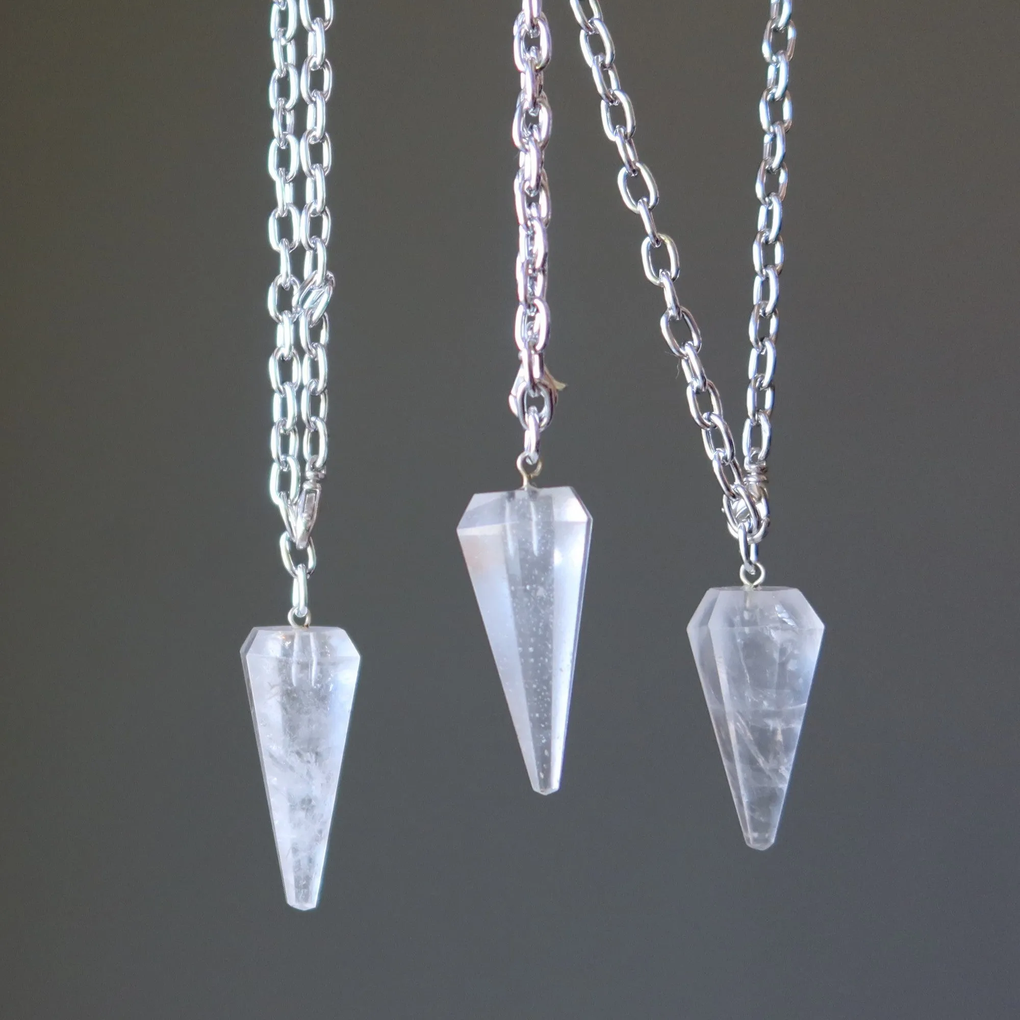 Clear Quartz Necklace Convertible Pendulum On the Go