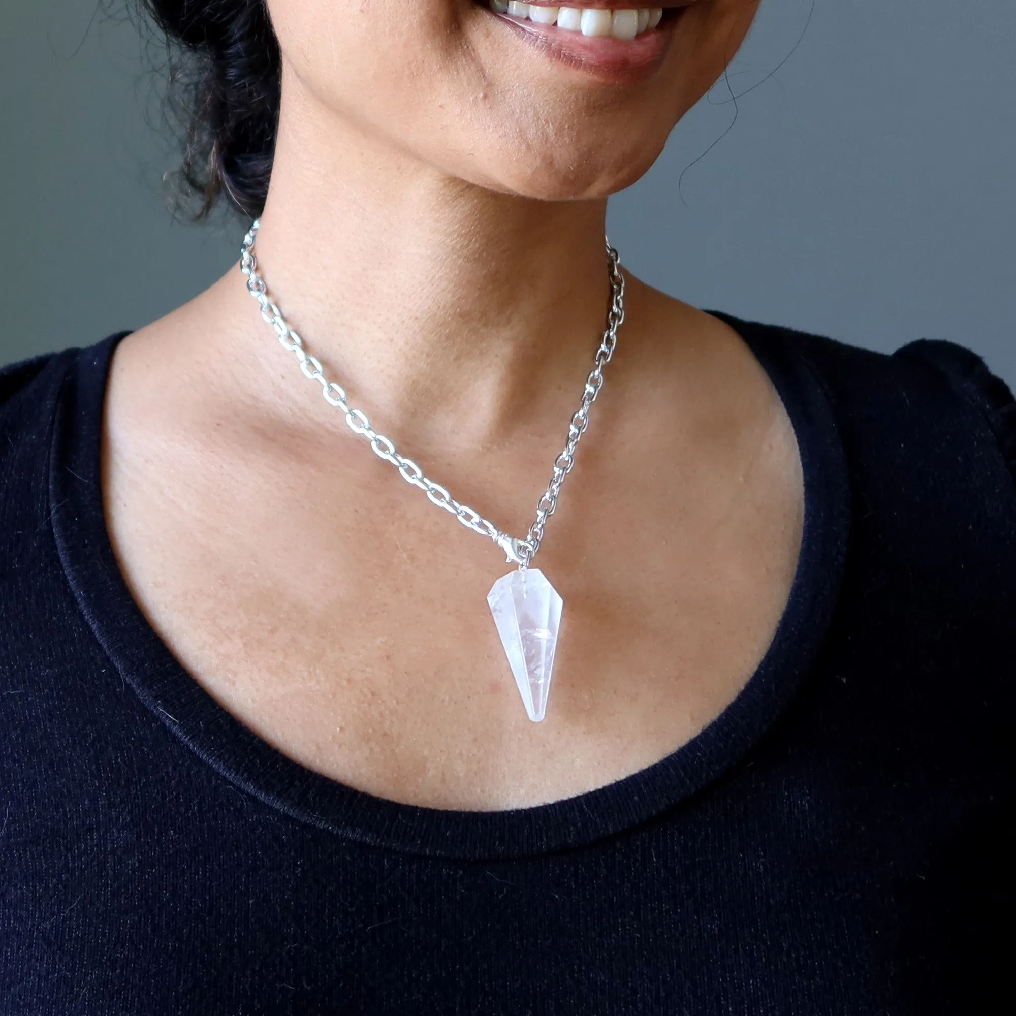Clear Quartz Necklace Convertible Pendulum On the Go