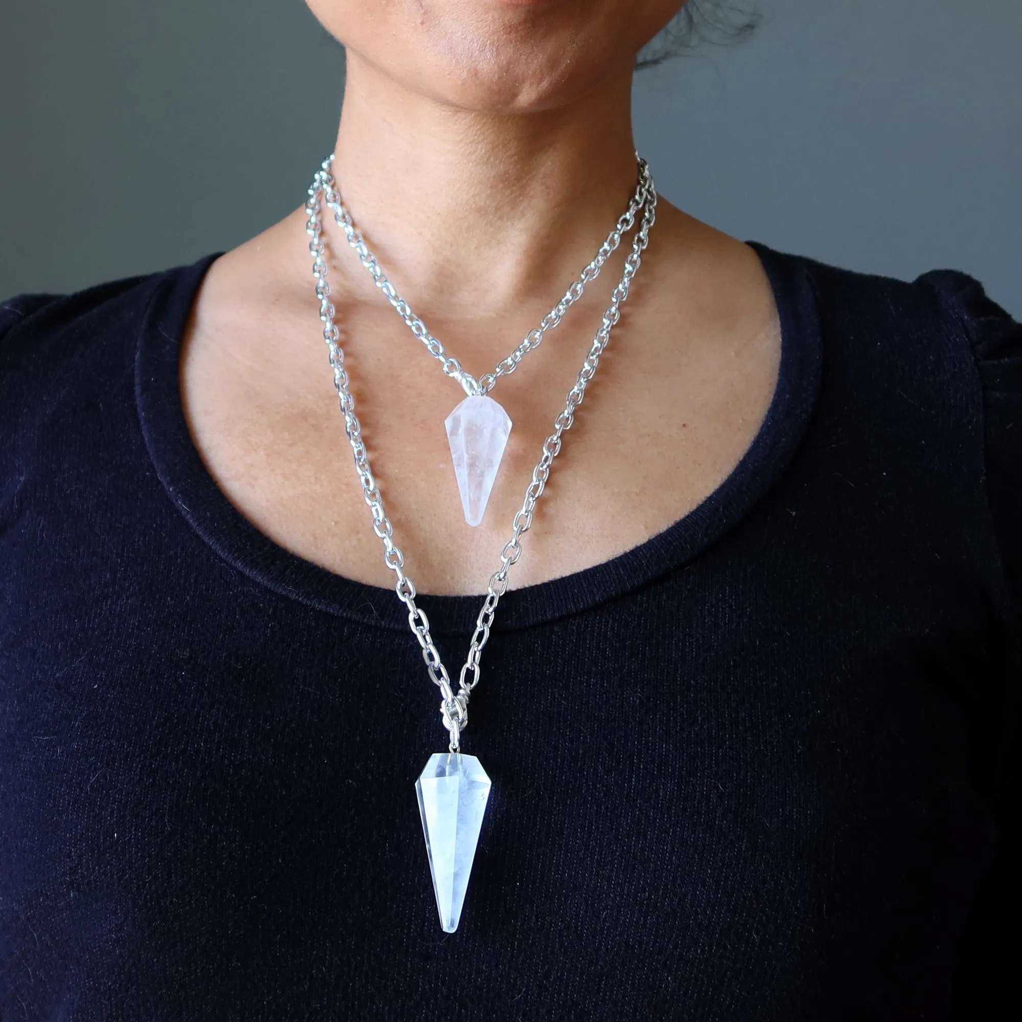 Clear Quartz Necklace Convertible Pendulum On the Go