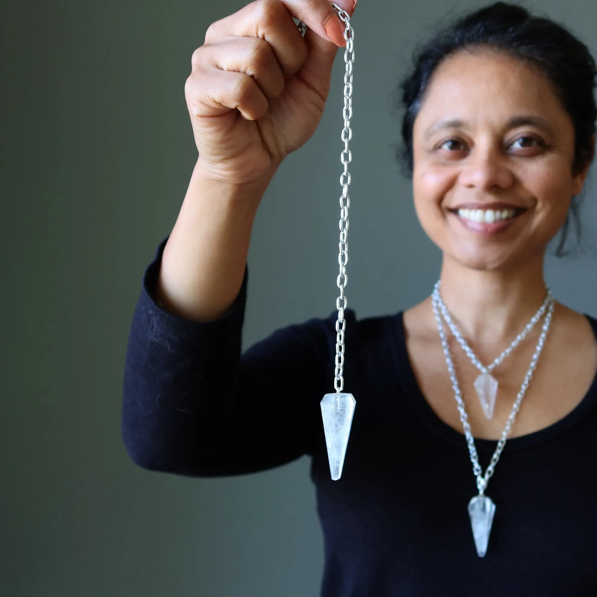 Clear Quartz Necklace Convertible Pendulum On the Go