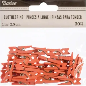 Small Coral Clothespins, 30 Pieces Pack