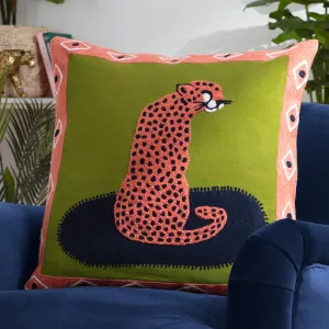 Coral Cheetah Cushion Coral