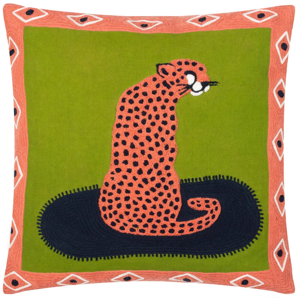 Coral Cheetah Cushion Coral