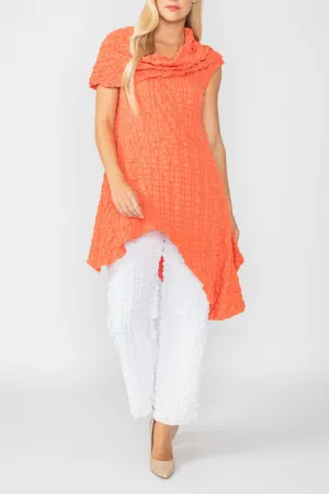 Coral Cowl Neck Asymmetrical Top