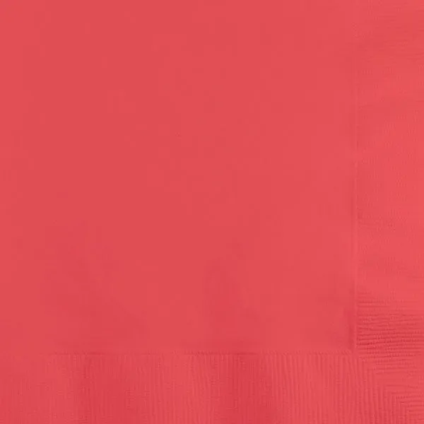 Coral Paper Cocktail Napkins 50pk