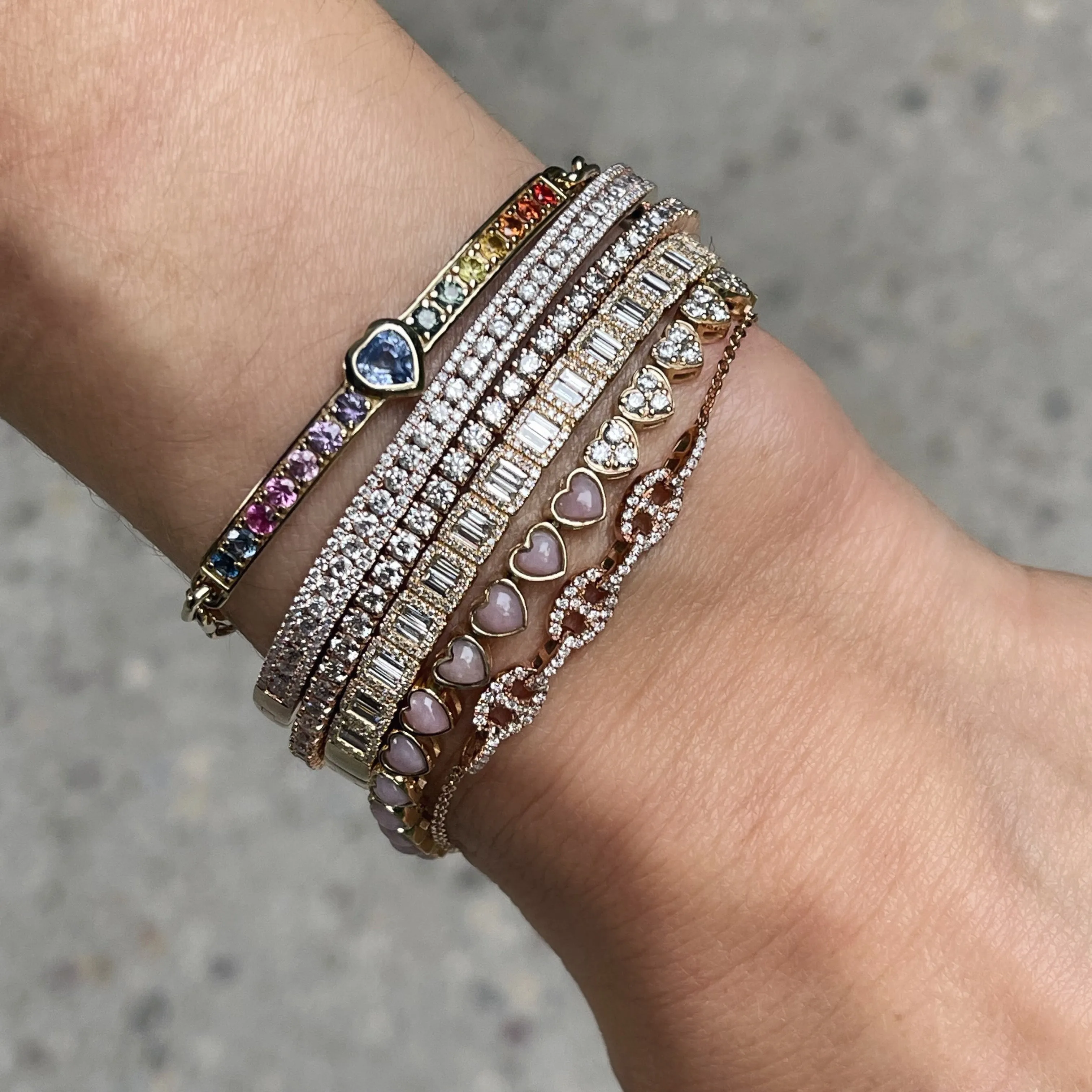 Diamond & Cabochon Stone Tennis Bracelet