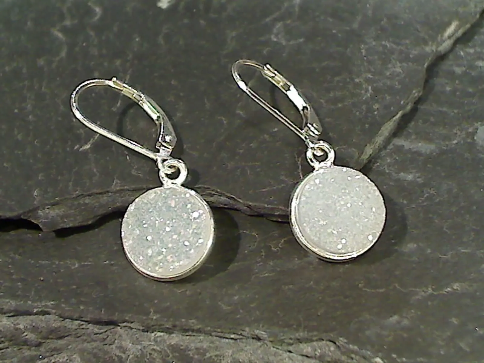 Druzy Quartz, Sterling Silver Earrings
