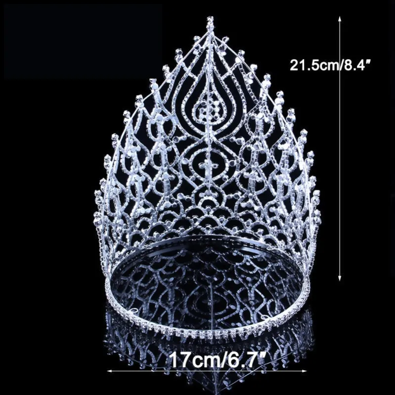 Elegant Tall Miss Crystal Big Tiara Crown