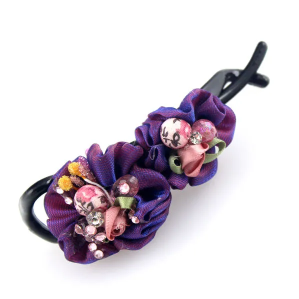 Fabric Floral Twist Hair Barrette