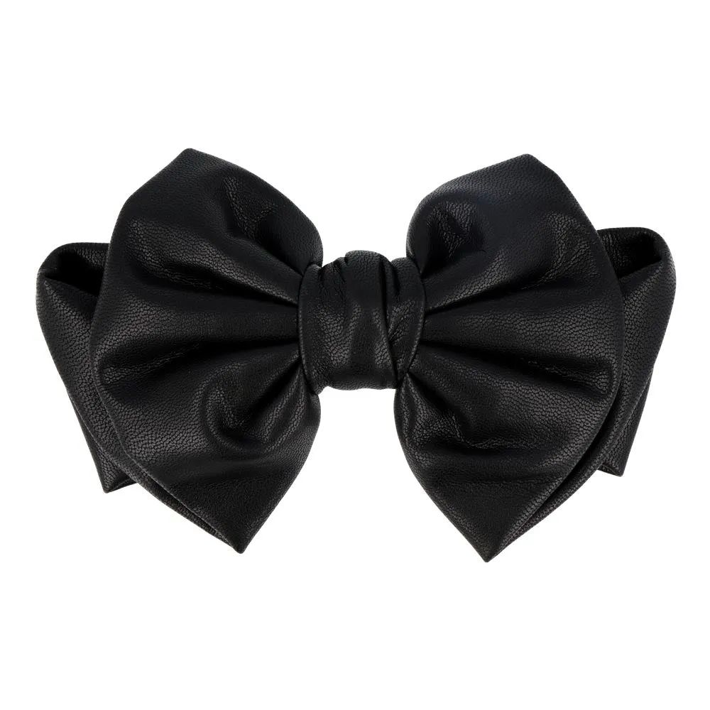 Faux Leather Bow Hair Barrette