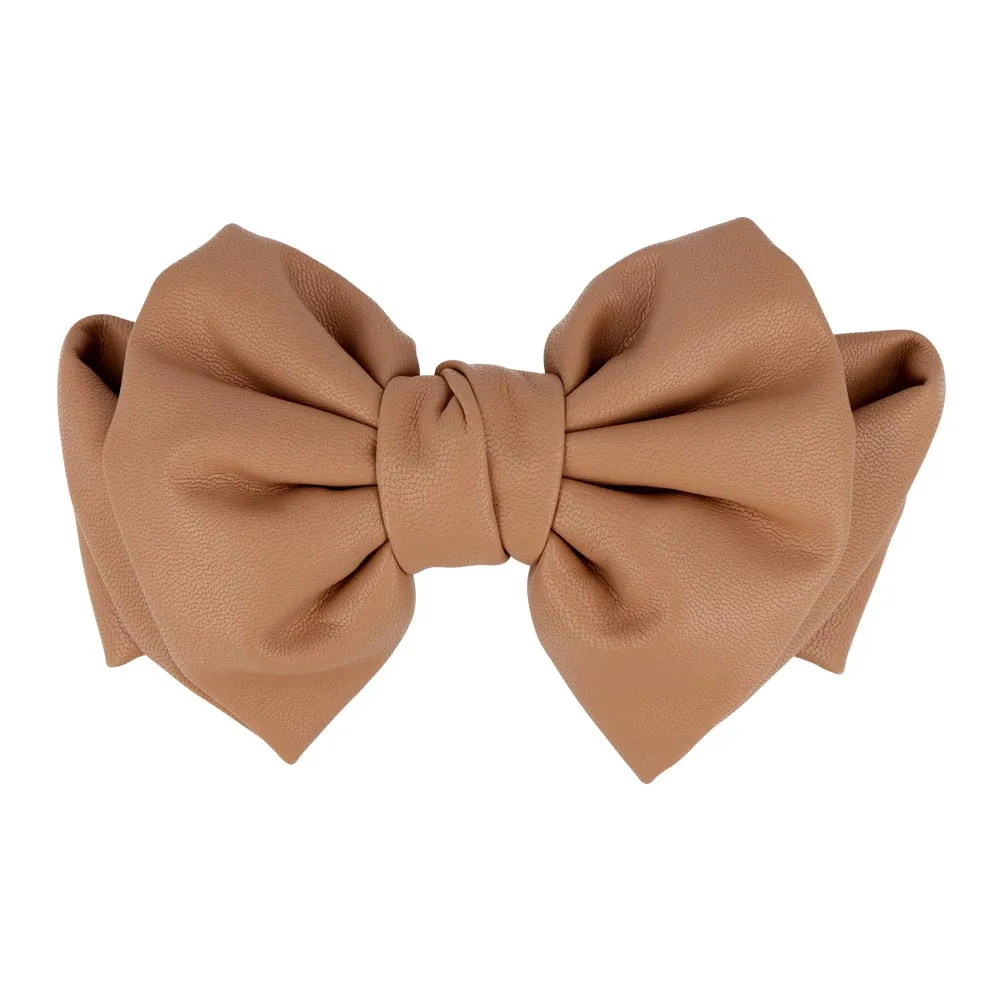 Faux Leather Bow Hair Barrette