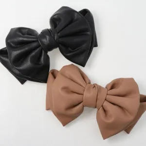 Faux Leather Bow Hair Barrette