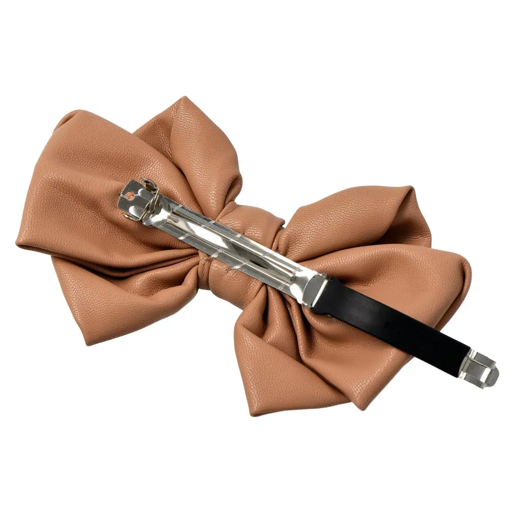 Faux Leather Bow Hair Barrette