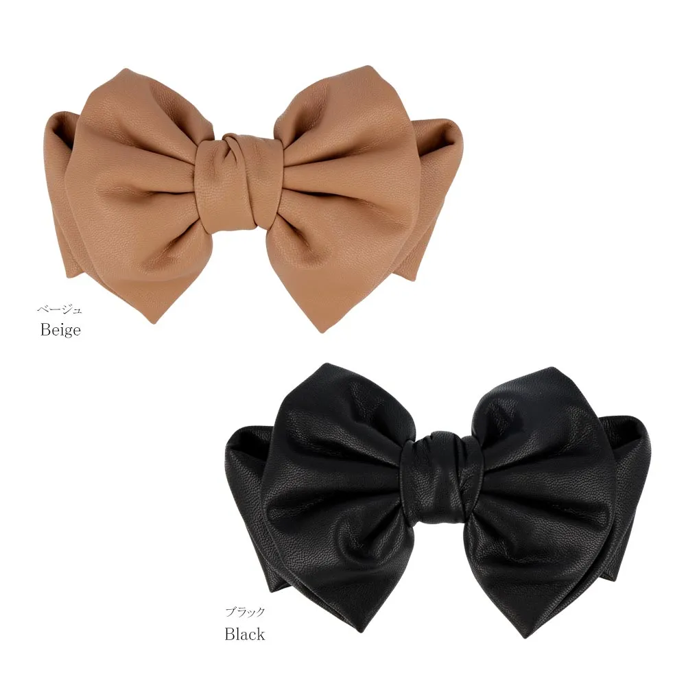 Faux Leather Bow Hair Barrette