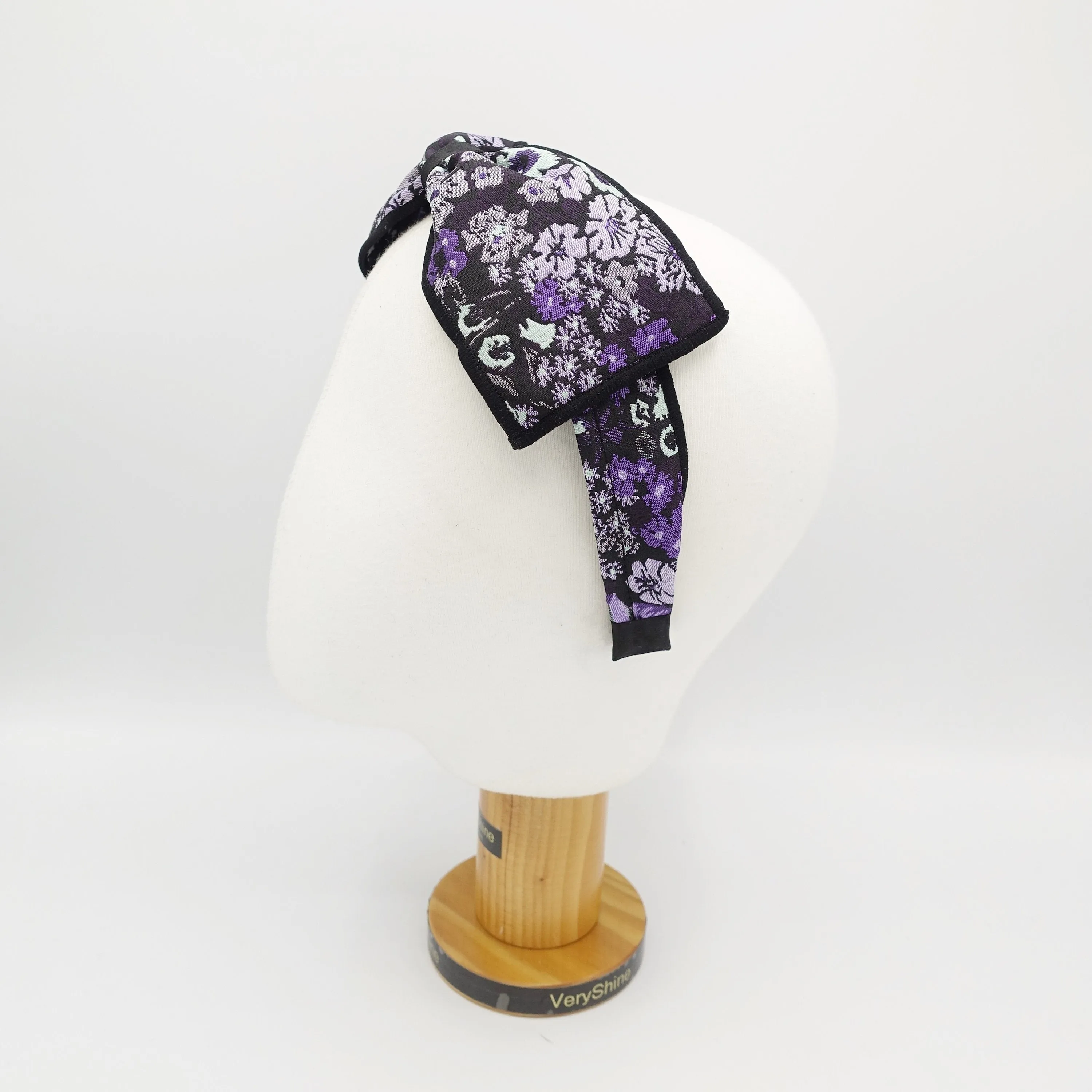 floral jacquard bow headband flower hairband for women