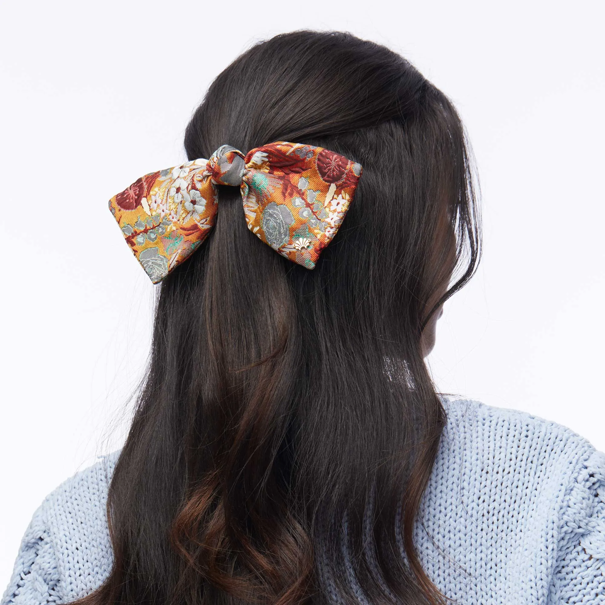 FLORAL RUST BROCADE PALOMA BOW BARRETTE