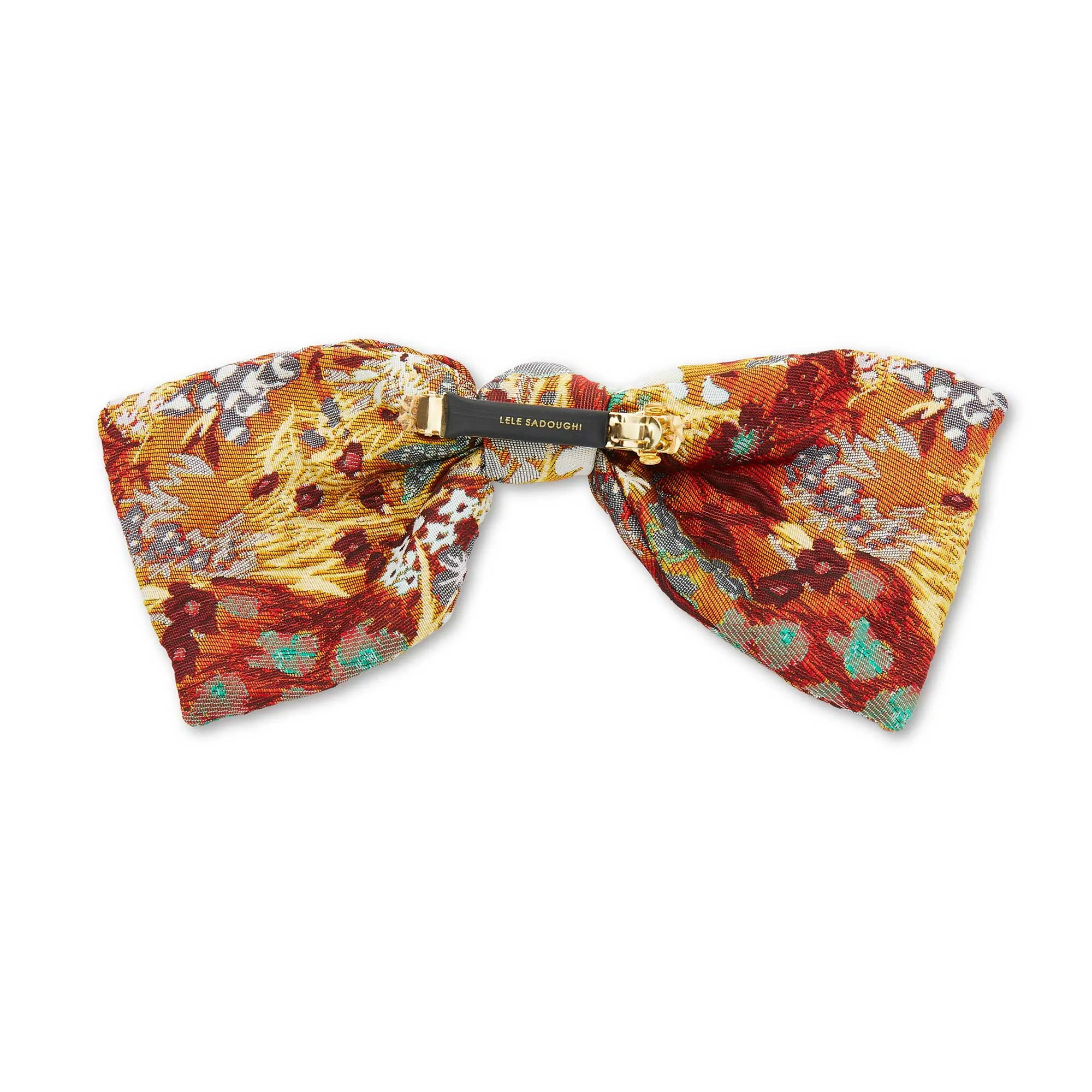 FLORAL RUST BROCADE PALOMA BOW BARRETTE