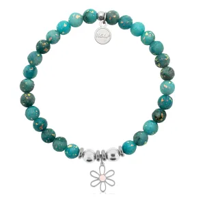 Flower Charm with Blue Opal Jade Charity Bracelet