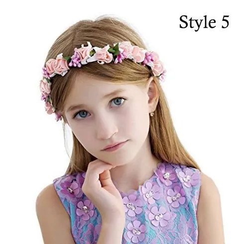 Flower crown, White Flower Girl Crown, Flower Headband, Flower Crown Wedding, Flower Wreath for Hair, Bridesmaid Flower Crown Kids Children