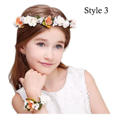 Flower crown, White Flower Girl Crown, Flower Headband, Flower Crown Wedding, Flower Wreath for Hair, Bridesmaid Flower Crown Kids Children