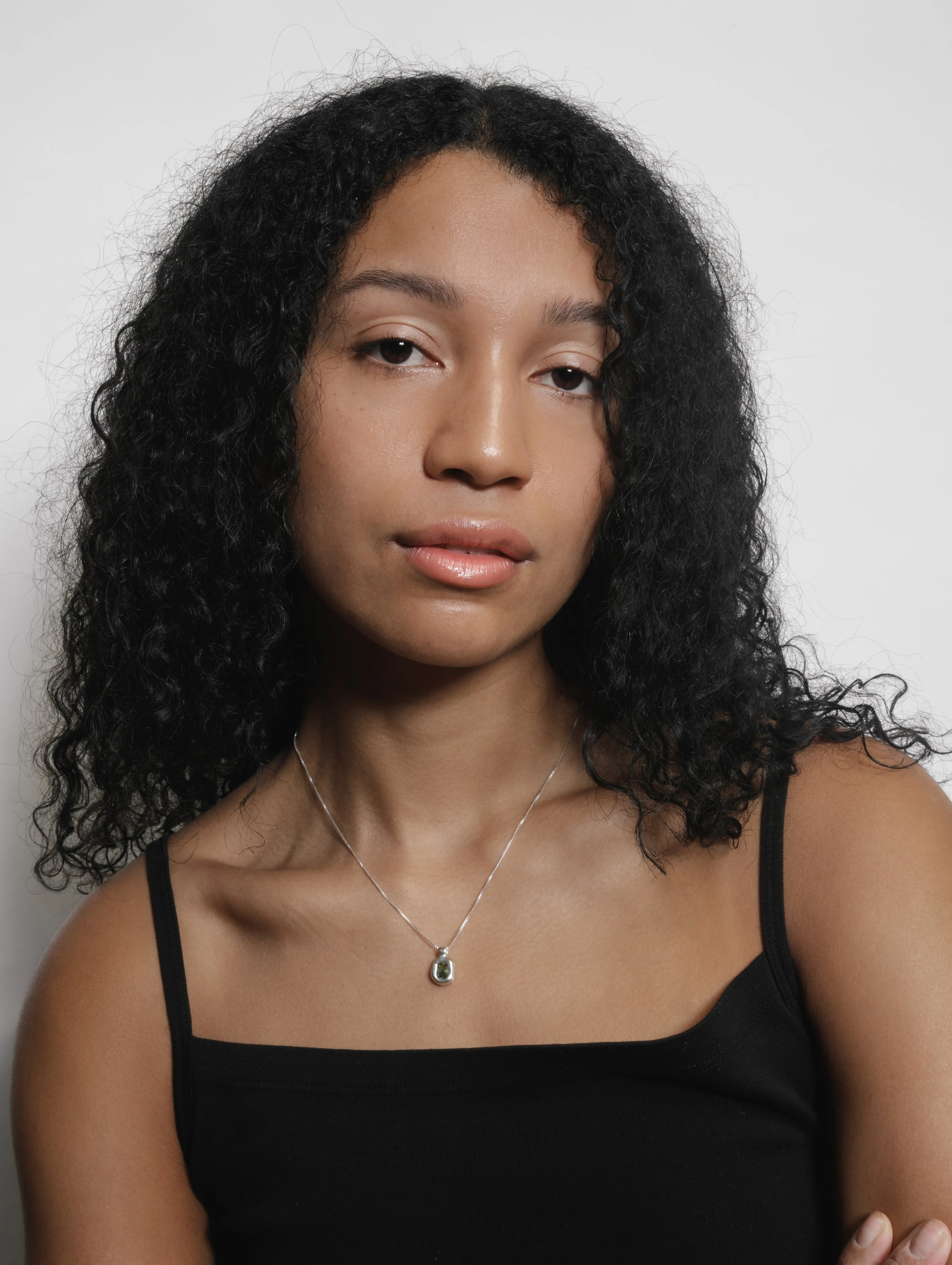 Freya Necklace in Green and Sterling Silver
